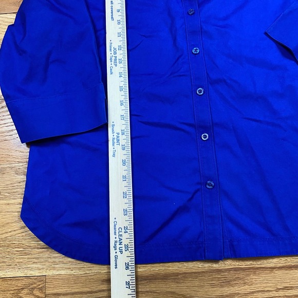 Chicos No Iron Button Down Shirt Womens 2 Blue 3/4 Sleeve Professional Classic - Picture 2 of 7